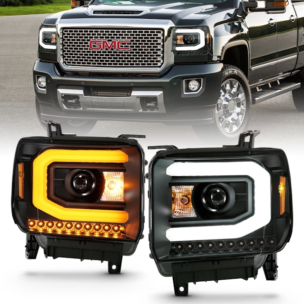 AnzoUSA 111487 Projector Headlight Plank Style Black with Switchback (Halogen Type)