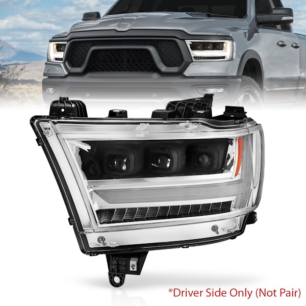 AnzoUSA 111495-L LED Projector Headlights Plank Style with Sequential Black (Driver Side Only)