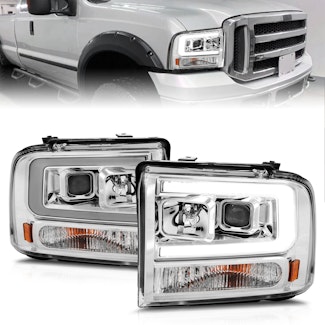 AnzoUSA 111552 Projector Headlights with Light Bar Chrome Housing