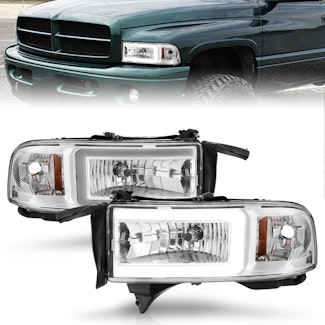 AnzoUSA 111555 Crystal Headlights with Light Bar Chrome Housing