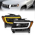 AnzoUSA 111568 Projector Headlights with Light Bar Switchback Black Housing