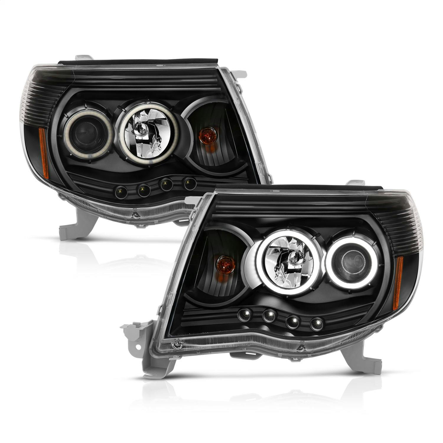 AnzoUSA 121282 Projector Headlights with Halo Black