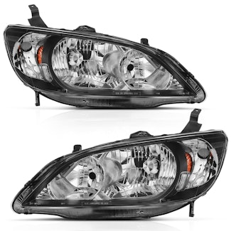 AnzoUSA 121535 Crystal Headlight Black Amber(OE Replacement)
