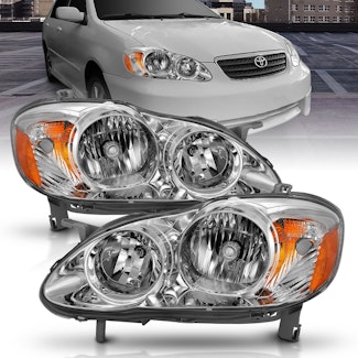AnzoUSA 121540 Crystal Headlight Chrome Amber