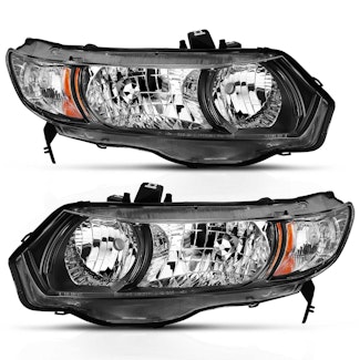 AnzoUSA 121546 Crystal Headlight Black Amber (OE Replacement)