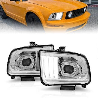 AnzoUSA 121567 Projector Headlights with Light Bar Chrome Housing