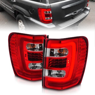 AnzoUSA 311396 LED Tail Lights with Light Bar Chrome Housing Red/Clear Lens