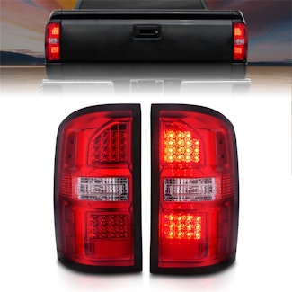 AnzoUSA 311399 LED Tail Lights Black Housing Red/Clear Lens