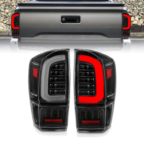 AnzoUSA 311400 LED Tail Lights with Light Bar Sequential Black Housing Clear Lens