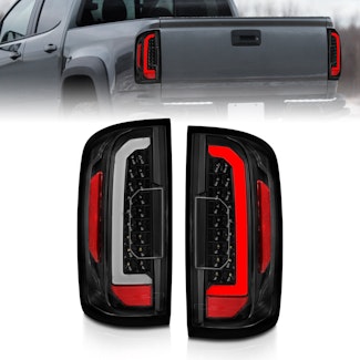 AnzoUSA 311405 Full LED Tail Lights with Light Bar Black Housing Clear Lens
