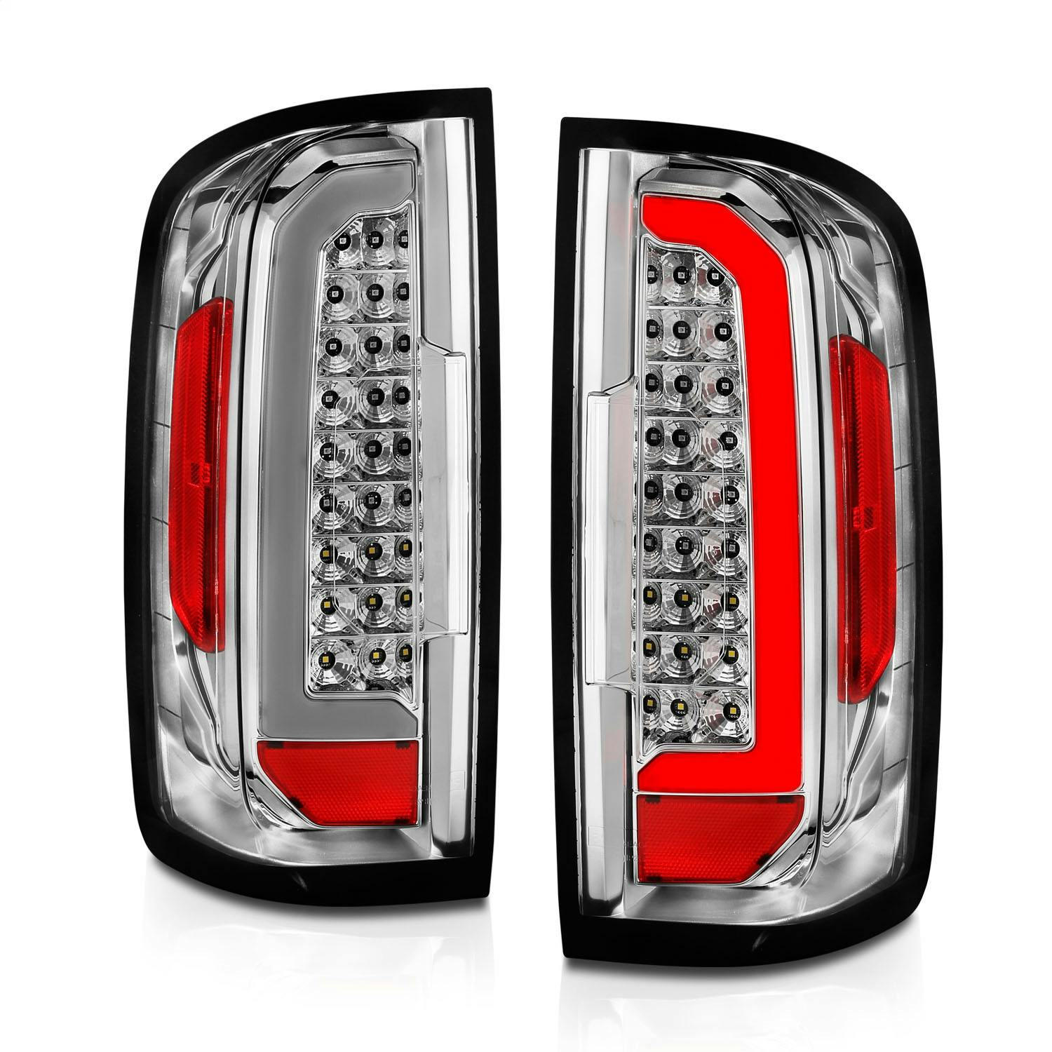 AnzoUSA 311407 Full LED Tail Lights with Light Bar Chrome Housing 