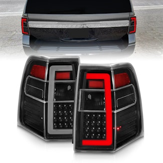AnzoUSA 311408 LED Tail Lights with Light Bar Sequential Black Housing Clear Lens