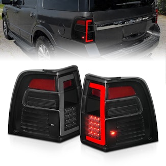 AnzoUSA 311409 LED Tail Lights with Light Bar Sequential Black Housing Smoke Lens