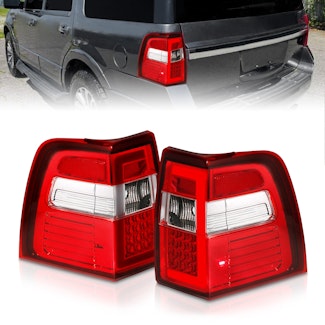 AnzoUSA 311410 LED Tail Lights with Light Bar Sequential Chrome Housing Red/Clear Lens