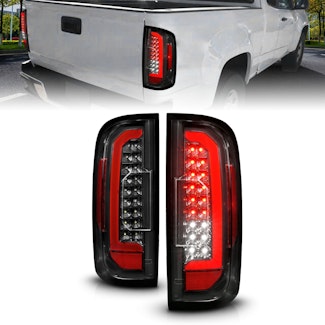 AnzoUSA 311434 Full LED Tail Lights with Red Light Bar Black Housing Clear Lens