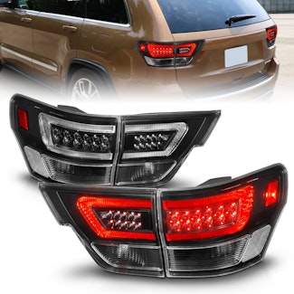 AnzoUSA 311439 LED Tail Lights w/ Light Bar Black Housing Clear Lens 4pcs