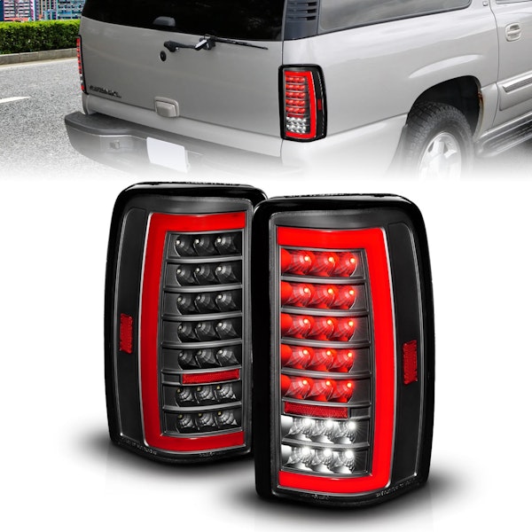 AnzoUSA 311448 Full LED Tail Lights with Light Bar Black Housing Clear Lens