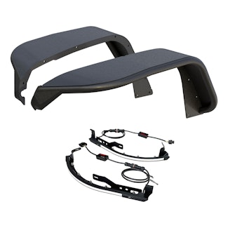 ARIES 2500835 Jeep Wrangler JL Black Aluminum Front Fender Flares with LED Lights