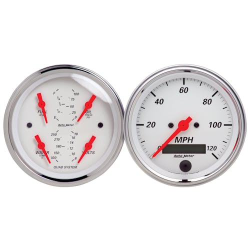AutoMeter Products 1308 Artic White Quad Gauge/Speedo Kit 33/8in