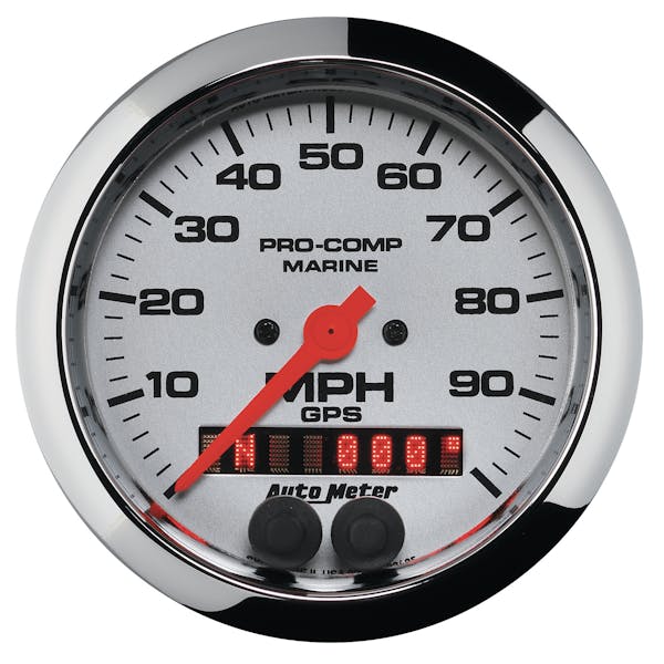 Autometer Products 0636 35 Speedometer Gauge Marine Chrome 3 3 8 100mph Gps