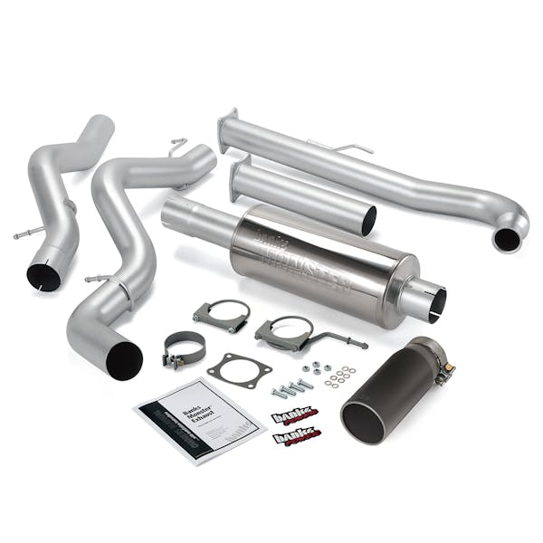 Banks Power 48629-B Monster Exhaust System; S/S-Black Tip-2001-04 Chevy 6.6L Ec/Ccsb