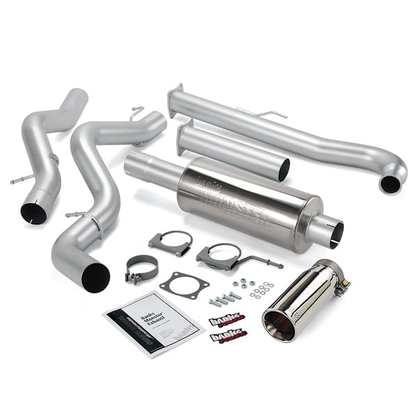 Banks Power 48630 Monster Exhaust System; S/S-Chrome Tip-2001-04 Chevy 6.6L Ec/Cclb