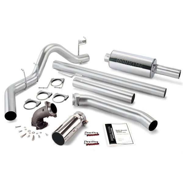 Banks Power 48638 Monster Exhaust W/Power Elbow; S/S-Chrome Tip-1998-02 Dodge 5.9L Ext Cab