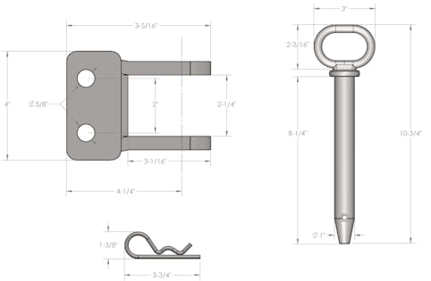 BulletProof Hitches MD2TANG Medium Duty 2-Tang Clevis with 1 Pin