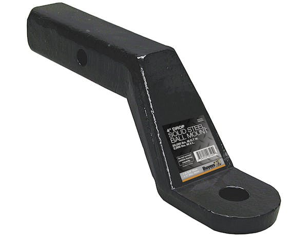 Buyers Products Company 1803055 2 Inch Heavy-Duty Ball Mount 4 Inch Drop X 7-7/8 Long Tube Black For 1 Inch Hole
