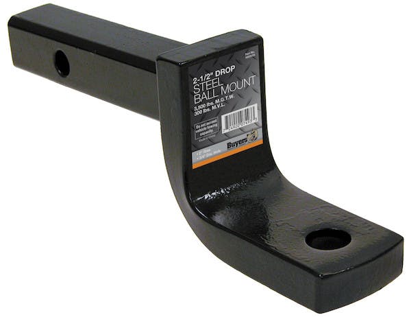 Buyers Products Company 1803105 1-1/4 Inch Ball Mount With 2-1/2 Inch Drop X 7 Inch Long Tube Black