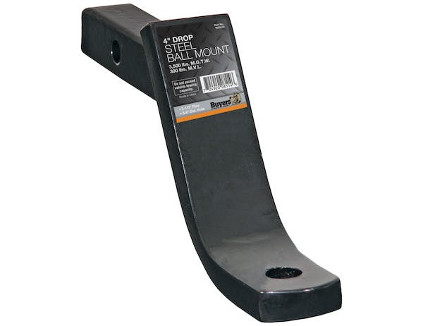 Buyers Products Company 1803110 1-1/4 Inch Ball Mount With 4 Inch Drop X 7 Inch Long Tube Black