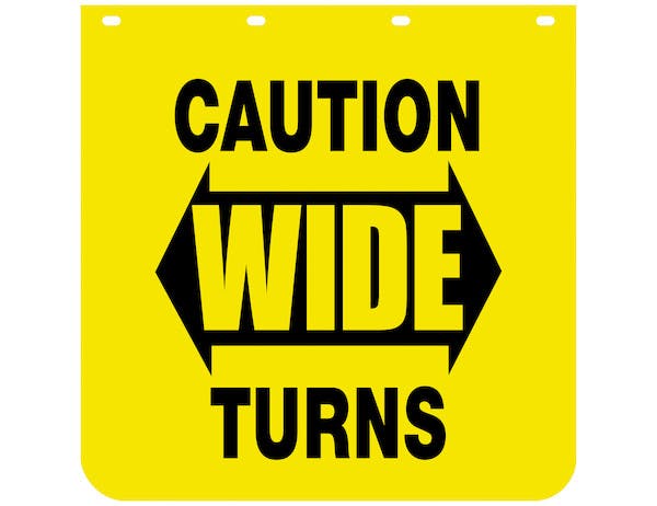 Buyers Products Company B2424YC Caution Wide Turns Yellow Polymer Mudflaps 24X24 Inch