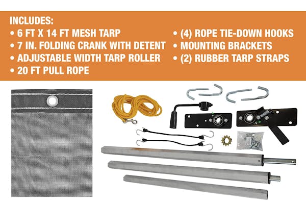 Buyers Products Company DTR6014 Aluminum Tarp System With Mesh Tarp 6 X 14 Foot