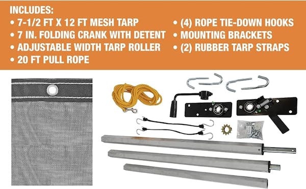 Buyers Products Company DTR7012 Aluminum Tarp System With Mesh Tarp 7 X 12 Foot