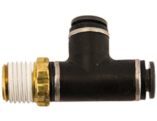 Buyers Products Company NRT0M25P125S Brass/Poly Dot Push-In Swivel Male Run Tee 1/4 Inch Tube O.D. X 1/8 Pipe Thread