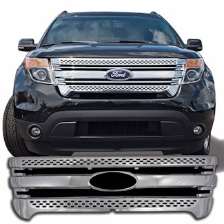 Coast to Coast International IWCGI91 Overlay Horizontal Bar Mesh Style 1 Piece Emblem Cutout Chrome ABS