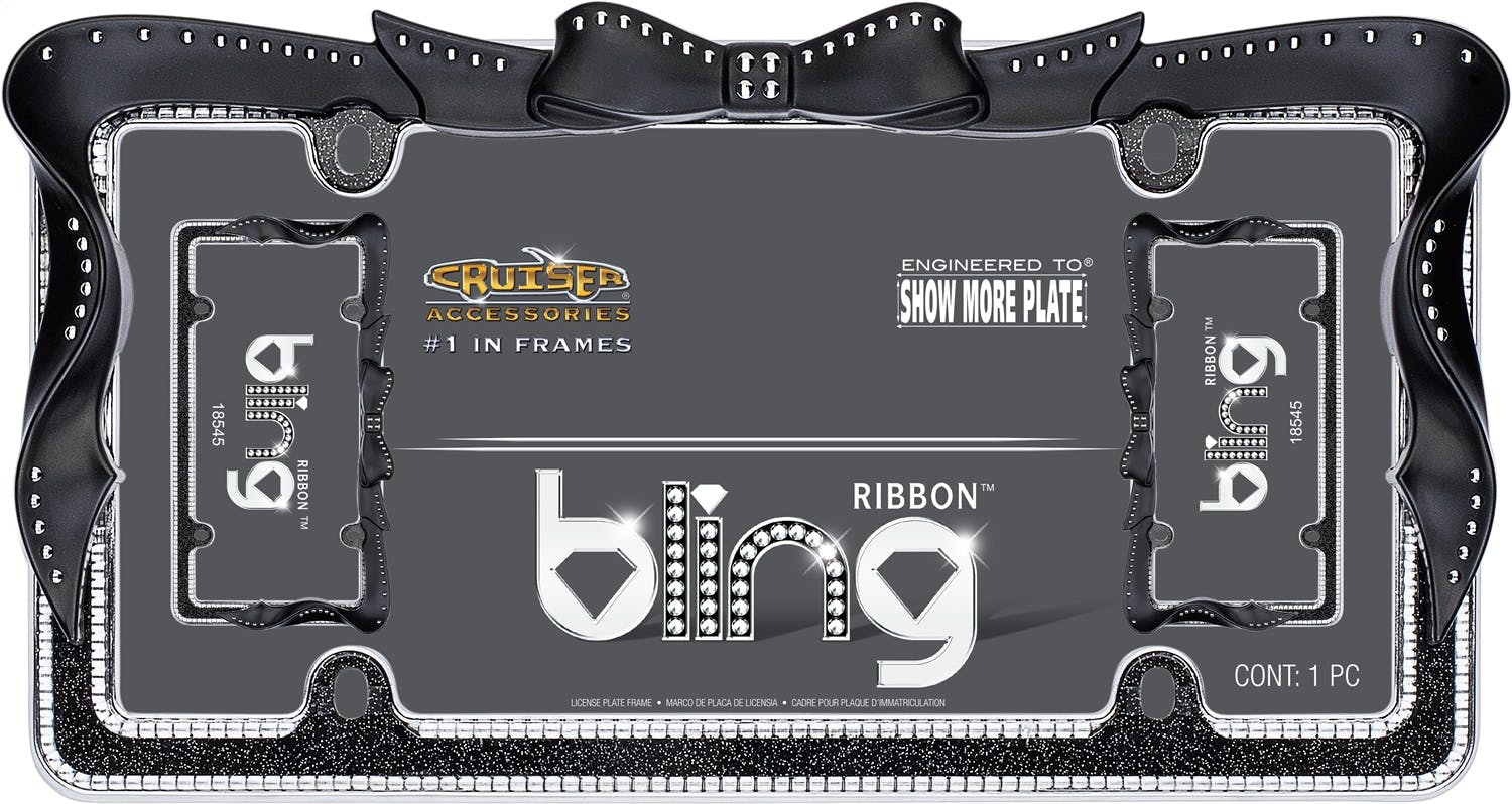 Cruiser Accessories 18545 Ribbon bling License Plate Frame (Chrome