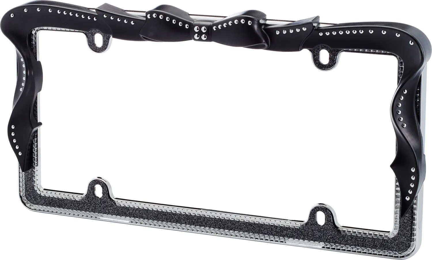 Cruiser Accessories 18545 Ribbon bling License Plate Frame (Chrome