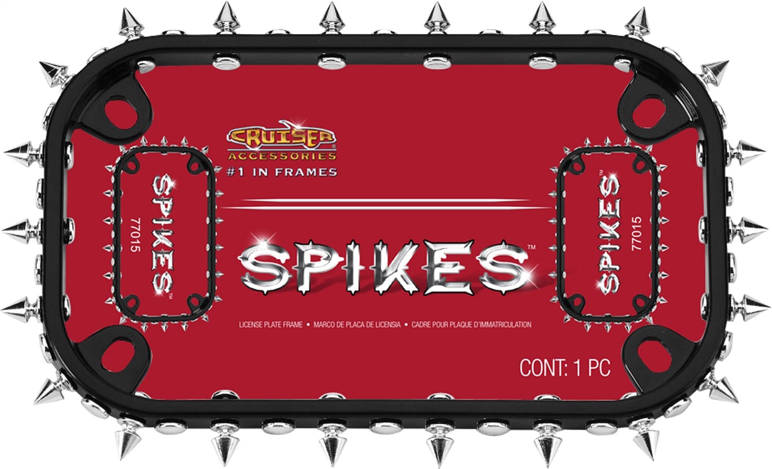 Cruiser Accessories 77015 MC Spikes License Plate Frame (Chrome/Black)