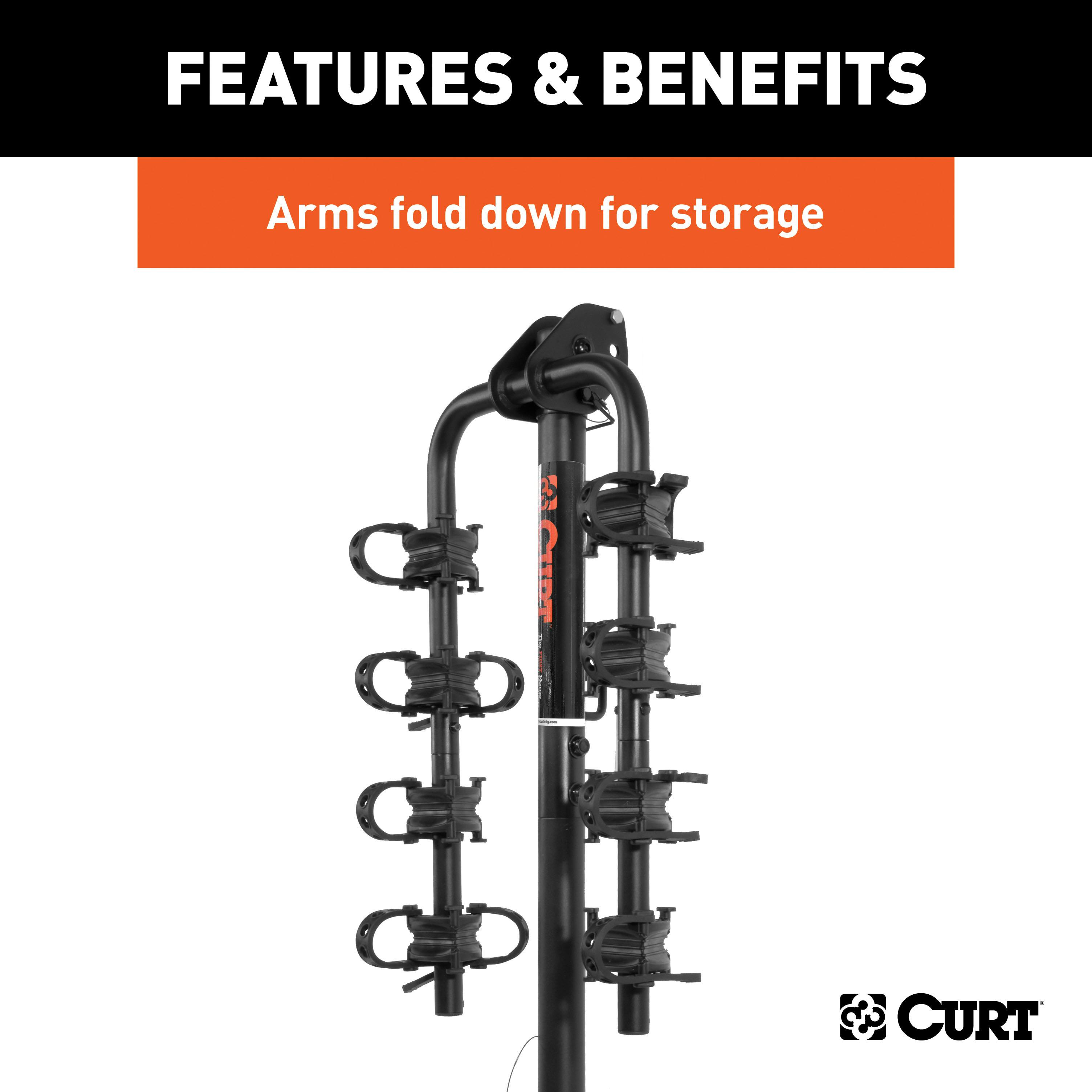 CURT 18030 Extendable Hitch Mounted Bike Rack 2 or 4 Bikes 1 1 4