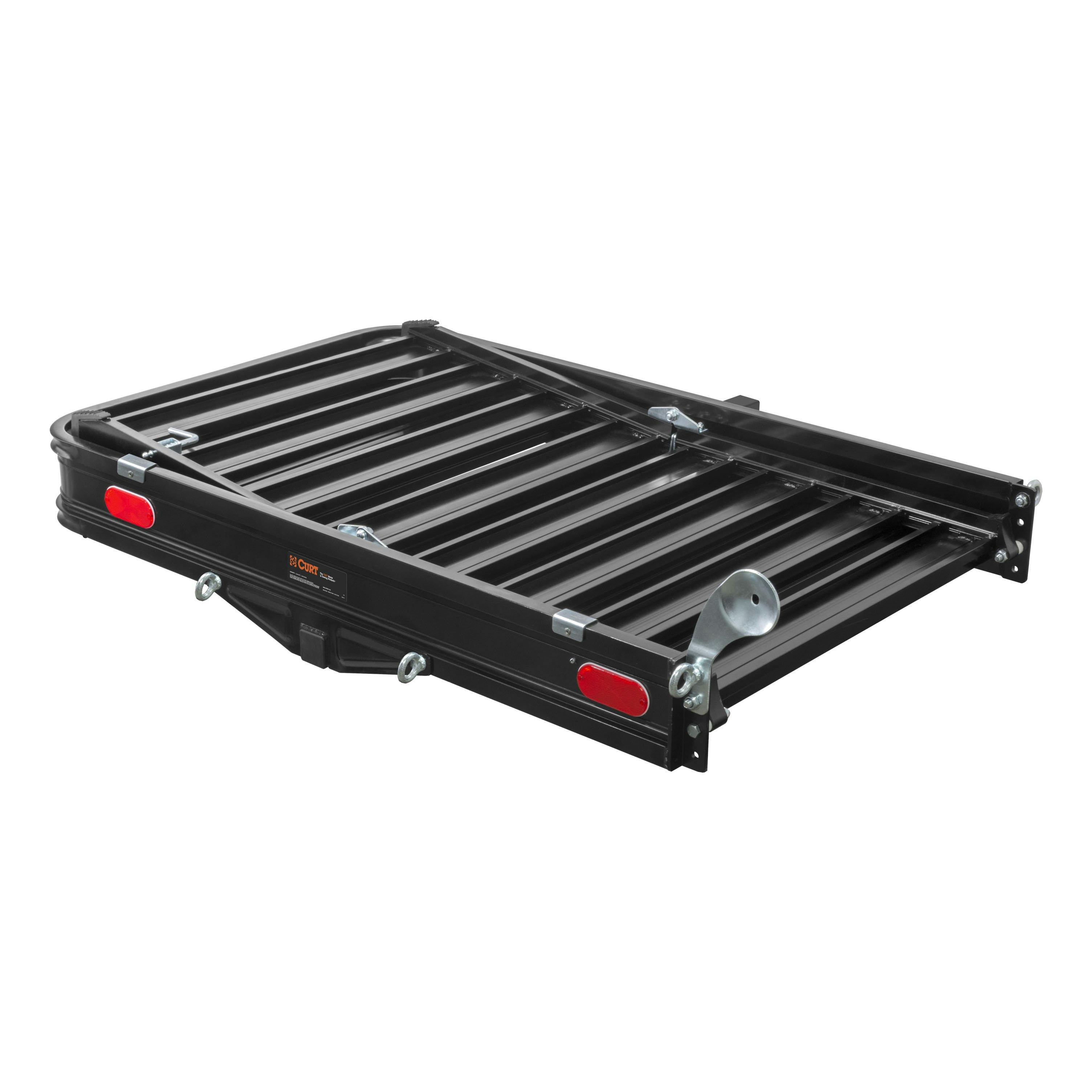 CURT 18112 50 x 30 Black Aluminum Hitch Cargo Carrier with Ramp