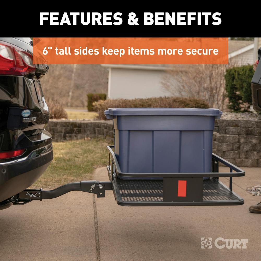 CURT 18153 60 x 24 Black Steel Basket Cargo Carrier (Folding 2 Shank ...