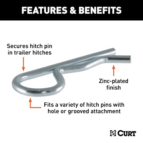 CURT 5/8 Hitch Pin w/Groove (2 or 2-1/2 Receiver, Zinc) - Accessory  Warehouse