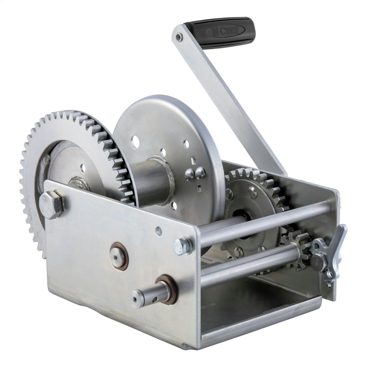 CURT 29538 Hand-Crank 2-Speed Winch, 3,800 lbs, 15.8:1 Low