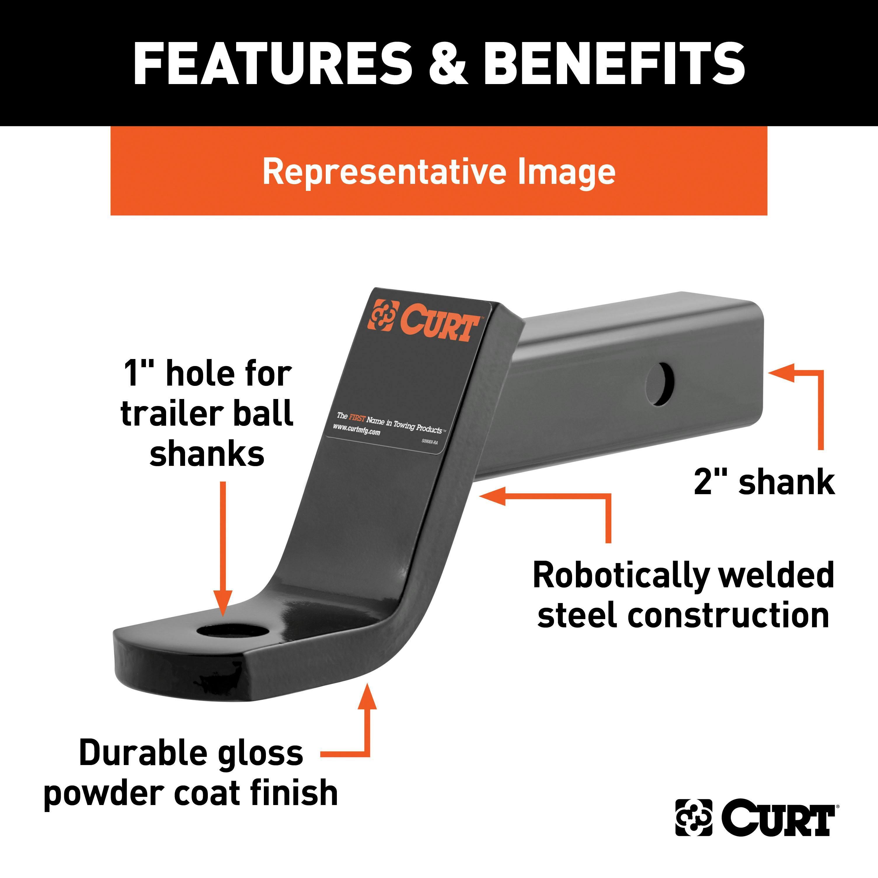 CURT 45051 Class 3 Ball Mount (2 Shank, 7,500 lbs., 4 Drop, 8-1/4