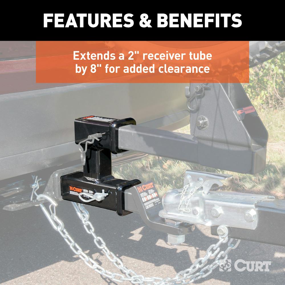 Dual 2 Trailer Hitch Receiver Adapter Extender Extension Tow Fit