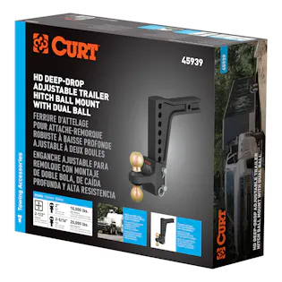 CURT 45939 HD Deep-Drop Adjustable Hitch Ball Mount with Dual Ball, 2-1 ...