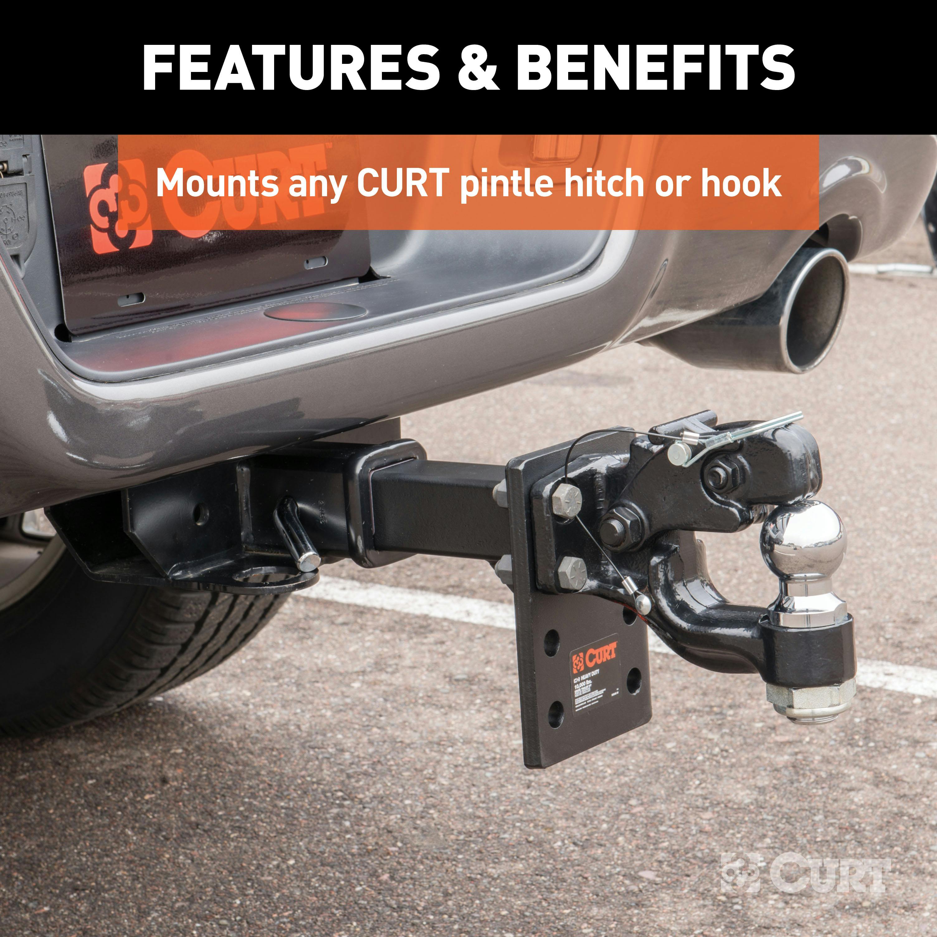 7-Inch Plate Height 15,000 lbs CURT 48328 Adjustable Pintle Hitch Mount GTW 8-1/2-Inch Shank Length Fits 2-Inch Receiver 
