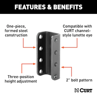CURT Channel-Style Lunette Ring (12,000 Lb., 3 In. I.D., Black...
