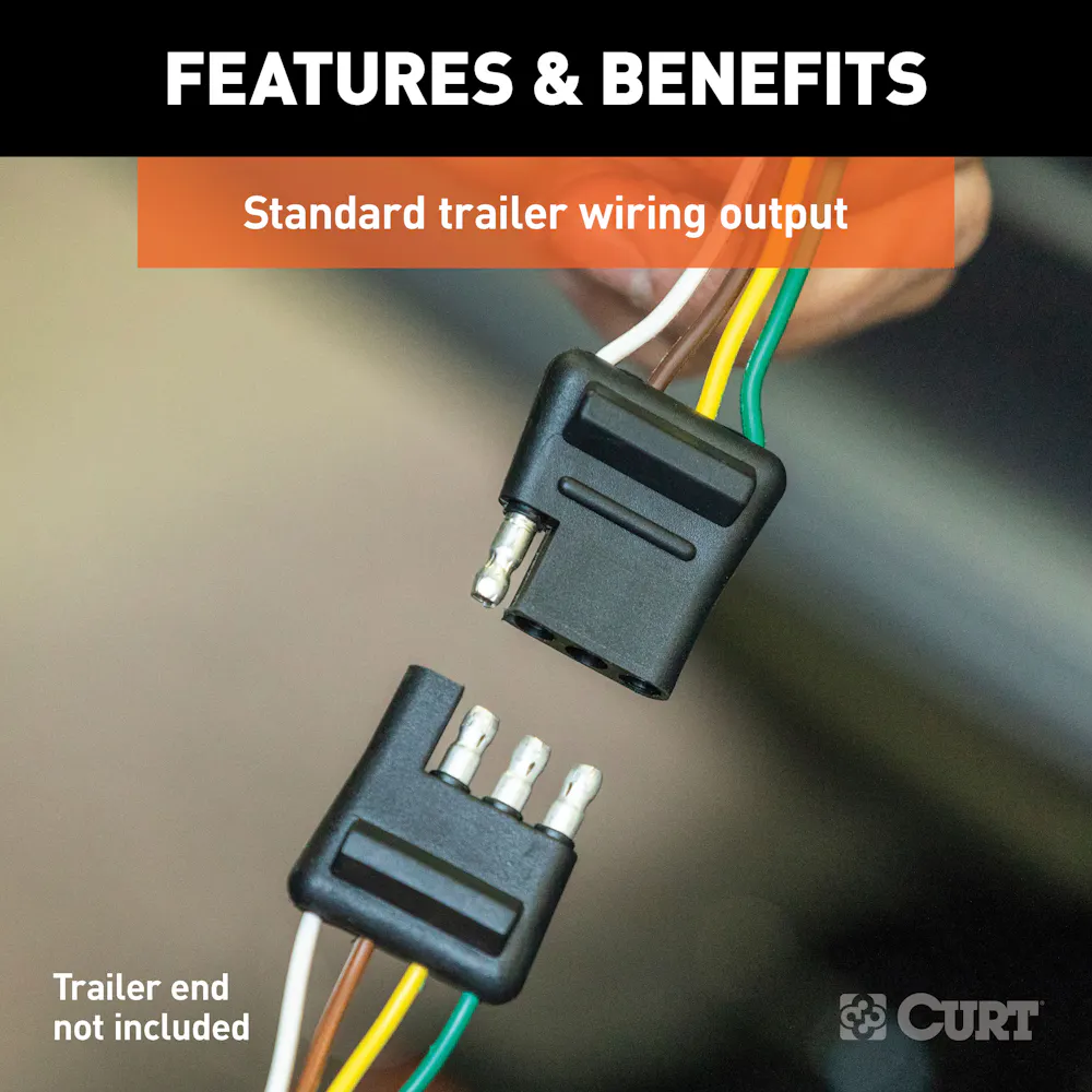 CURT 55335 Custom Wiring, 4-Way Flat, Select Chevrolet Express, GMC Savana  1500, 2500, 3500